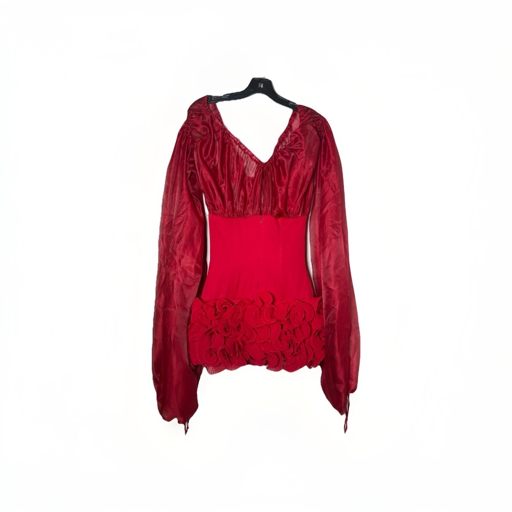 Miss Rosier Léonie Red Ruffled Corset Mini Dress Size Small Valentines Day Sheer